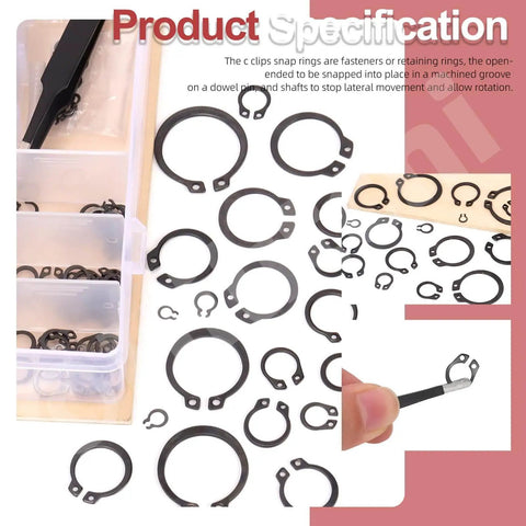 All In One No Fuss C Clip External Retaining Rings Kit With 266 Pieces In 21 Sizes M4 To M28 And Tweezers Manganese Steel Snap Ring Set
