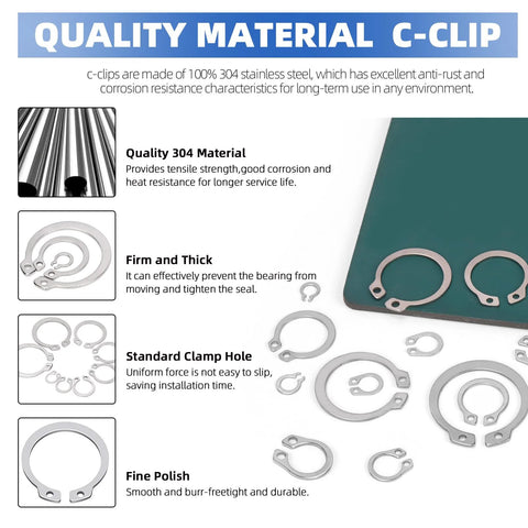Ultimate 211 Piece C Clip External Retaining Ring Set In 304 Stainless Steel From 4mm To 28mm With 21 Sizes And Included Tweezer By Glarks
