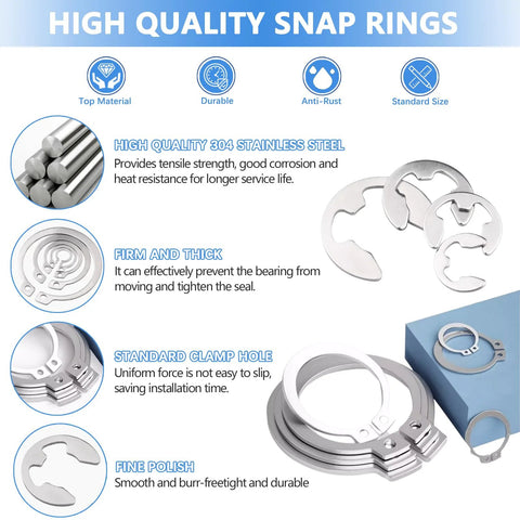 Diagram of 850 Piece C Clip And Snap Ring Assortment Kit In 304 Stainless Steel External Retaining Rings for mechanical maintenance.