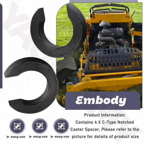 Set Of 4 C Type Notched Caster Spacers For Stander Mowers Replacement Parts WS32 WS36 107 4621 609493 F Series Models
