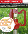 C1000 Hydrant Parts Kit For Merrill Yard Hydrant Repair Head Assembly with visible handle, O-ring, nut, and plunger components.