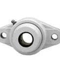 Front view of UCNFL205-16MZ2RFW 2-Bolt Flange Ball Bearing Insert 1 in Set-Screw Locking Zinc-Plated Insert in white polymer housing