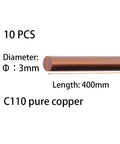 Pure Copper Round Rods Set 10 Piece 15.7 Inch Length 3mm Diameter 99.9 Percent Pure Copper for Grounding Gardening Crafts and Metalworking