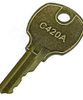 Disc Tumbler Cam Lock In Nickel Finish With Standard Keyed Operation Includes Two Cams And Mounting Hardware Seven Eighths Inch Head Diameter Five Eighths Inch Cam Width Key Type Alike Two Keys Model C420A key image
