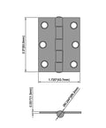 Diagram of 2-1/2 Inch Utility Hinge Zinc Plated Steel 2 Pack Square Corner Non Removable Pin with Screws for Cabinets Doors and Chests