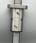 Close-up of ✝️ C5 Ball Screw Machined 1605 BallScrew DFU1605 with Double Ball Nut for CNC axis motion and anti-backlash setup