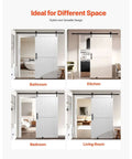 Sliding Barn Door Kit With Hardware 42 By 84 Inch Built Tough MDF Panel Water Resistant PVC Finish Easy Install H Frame Design