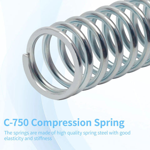 Close-up of a C-750 compression spring made from heavy-duty spring steel with 0.080 inch wire diameter and outer diameter of 0.75 inch