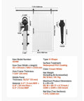Sliding Barn Door Kit With Hardware 42 By 84 Inch Built Tough MDF Panel Water Resistant PVC Finish Easy Install H Frame Design