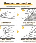Product instructions showing steps to apply 240 Piece Self Adhesive Cabinet Door Bumpers One Half Inch Clear Silicone Cushions