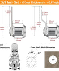Diagram showing Enhance security with a 5/8 inch cabinet lock set featuring keyed alike keys, zinc alloy construction dimensions.