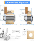 Diagram showing dimensions of three-pack keyed-alike cabinet cam locks in 5/8 inch with zinc alloy cylinders and shared keys.