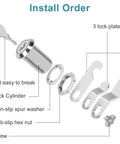 Exploded view of 3/4 Inch Cam Lock Set Keyed Alike for Cabinets and Drawers Includes 2 Locks and Keys Durable Zinc Alloy Construction diagram.