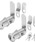 Keyed Alike Cabinet Cam Locks Set 1-1/2 Inch With Keys Durable Zinc Alloy Locks For Cabinets RV Storage Tool Boxes Thick Drawers Two Pack Heavy Duty Construction showing two locks and matching keys