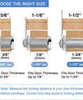 Diagram showing different sizes of Cabinet Cam Locks Keyed Alike Set For RV Storage And Tool Boxes One And A Half Inch Long Zinc Alloy.