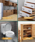 Image showing kitchen cabinets, bedside table drawers, a toilet, and a cabinet, ideal for 200 Pack Self Adhesive Cabinet Door Bumpers Pads Clear Soft Rubber Circular Dots For Cupboards Drawers Tables Laptop Lids Sound Dampening Anti Slip Easy Peel And Install.
