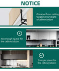 Diagram showing Vertical Lift Hinge installation tips with space recommendations for optimal cabinet door functionality.