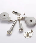 Drop Down Short Cabinet Door Gas Strut Hydraulic Gas Spring components laid out, with screws and mounting plates on white background.