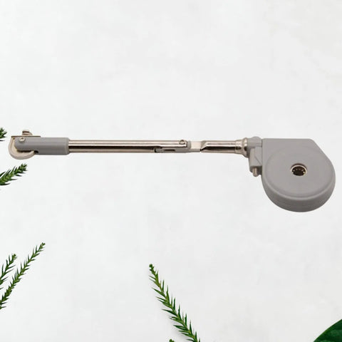 Drop Down Short Cabinet Door Gas Strut Hydraulic Gas Spring Heavy Duty Support Rod with satin silver finish, side view.