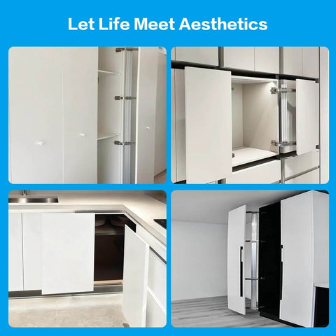 2 Sets Opening Door Hinge Set 180° Parallel Opening Cabinet Wardrobe Door Sliding Load-Bearing 17.6lbs Heavy Duty Hinge installed