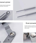Detail view of Cabinet Door Hinges, Lift Up Mechanism Support Vertical Swing Lifting Stay Strut Hydraulic Cylinder, showing thickened cylinder and rivet connection.