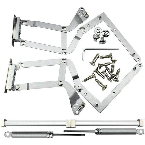 Cabinet Door Hinges, Folding Lift up Top Table Vertical Swing Lift Up Stay Pneumatic Arm Kitchen Mechanism Hinges Durable Silent with installation hardware