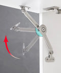 2 Packs [Upgraded] Qrity Cabinet Cupborad Furniture Door Lift Stay Support Hinge Damper installed showing opening angle up to 110°.