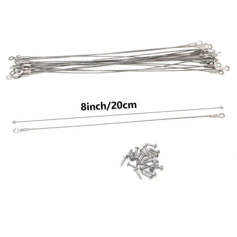 20pcs Cabinet Door Restraint, Cabinet Hinge Limiter, Limit Door Swing with Screws; 8-inch stainless steel cables and screws display.