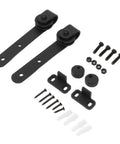 Silent Sliding Cabinet Door Rollers Kit Heavy Duty Carbon Steel Rail And Pulley System components on white background