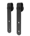 Silent Sliding Cabinet Door Rollers Kit Heavy Duty Carbon Steel Rail And Pulley System, black rollers, front view