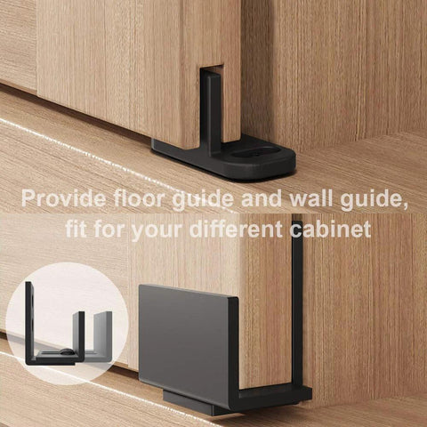 8ft Super Mini Sliding Barn Door Hardware Kit For Double Doors For TV Stands, Cupboards, Storage Cabinets And Wardrobes, J Shape Hanger