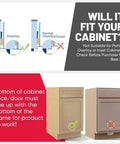 Diagram showing compatibility of Hands Free Foot Pull Handle For Garbage Drawers And Bins Touchless Opener For Cabinets with overlay cabinets.