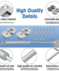 Drop Down Gas Struts,Gas Spring Hinge with 90 Degree Page Turning Axis, for Cabinet and Desk Downward Flap Slowly Down, detailed parts view