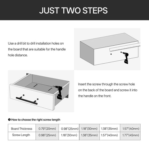 Installation instructions for Ten Pack Hollow Stainless Steel Cabinet Handles in Gold Finish, 6 Inch Length with 3.78 Inch Hole Centers.