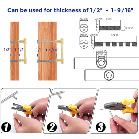Installation guide for 2 Pack 3 Inch Center Kitchen Cabinet Handles in Brushed Brass Solid Zinc Alloy Dresser Pulls
