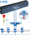 Cabinet Hardware Jig With Automatic Center Punch, 16-inch size, showing measurement scales for precise handle installations.