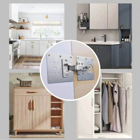 8 Pcs Stainless Steel Cabinet Hinge Repair Plate Kit With Screws And Mounting Tools For Wooden Kitchen Cabinets and Doors