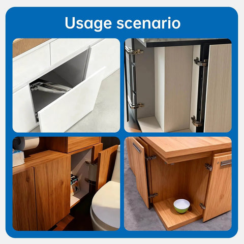Usage scenario of Two Piece 180 Degree Parallel Opening Cabinet Hinges With Soft Close installed on various cabinets.