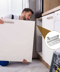 Installer fitting cabinet door with Heavy Duty Pivot Door Hinge Set 40 x 18 mm Concealed Shaft With Bushing Kit For Cabinets, Iron Silver Finish
