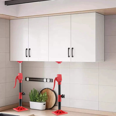 Installing white cabinets with ✝️ Cabinet Jacks Support Pole for Installing Cabinets Steel 11.8" to 23.5" 3rd Hand System.