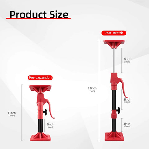Cabinet Jack Support Pole,2-Pack 11-23 Inch Steel Adjustable Quick Support System Rod,Telescopic size diagram showing dimensions