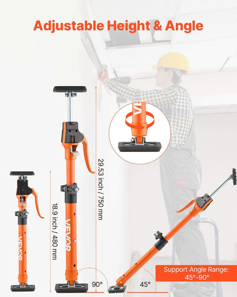 Adjustable 3rd Hand System up to 220 lbs for installing cabinets, image shows steel telescopic quick support rod 18.9-29.5 inch