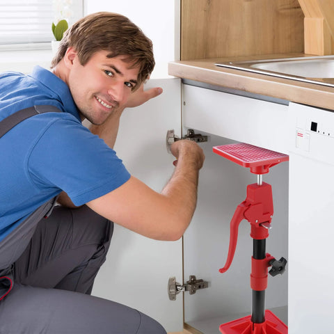 Installer using ✝️ Cabinet Jacks Support Pole for Installing Cabinets Steel 11.8" to 23.5" 3rd Hand System