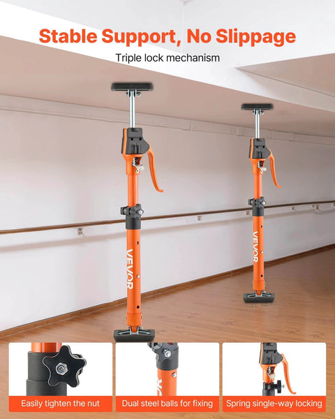 Installation of ✝️ Cabinet Jack Support Pole, 2-Pack, 18.9-29.5 Inch Steel Telescopic Quick Support Rod, shown stabilizing a wall panel.