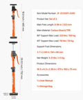 Diagram of ✝️ Cabinet Jack Support Pole, 2-Pack, 18.9-29.5 Inch Steel Telescopic Quick Support Rod, details on dimensions and materials
