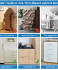 Comparison of various cabinet designs showing the applicability of the Cabinet Hardware Jig With Automatic Center Punch.