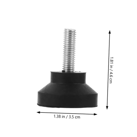 Heavy Duty Cabinet Leveling Feet Set Of Four With Screw Adjustment Rubber Pads shown with dimensions for furniture stabilization