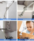 2 Pack Cabinet Lid Support Hinge, 50 lb Soft Close for Toy Box, Chest, Cabinet and RV, showing installation in various furniture