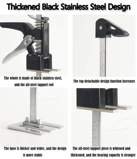 Thickened black stainless steel design of Labor Saving Arm 2PC, 15.5 Inch Height Regulator Hand Lifting Tool, Lifter Jack for cabinets.