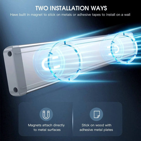 10inch Under Cabinet Lighting, 2 Pack Rechargeable Motion Sensor Light with magnetic and adhesive mounting options